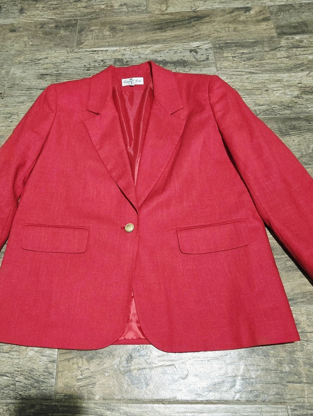 Coconut Row Palm BeachWomen's Red Single-Button Blazer - Classic Tailored Jacket